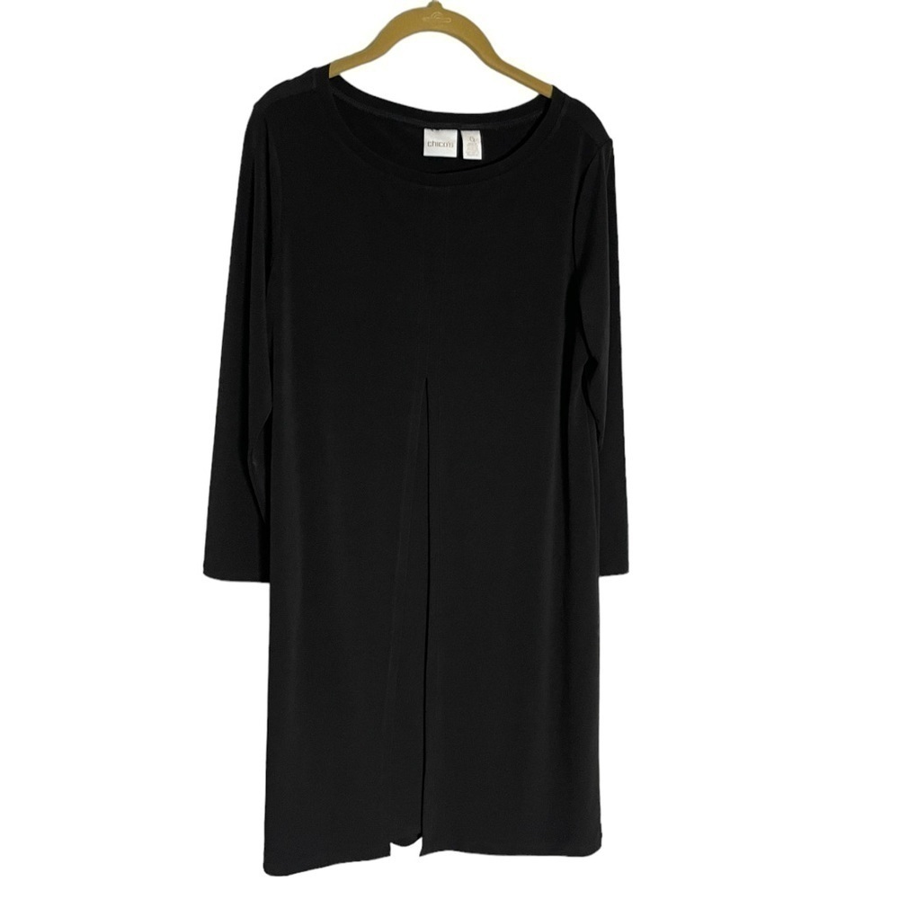 Chicos Black Minimalistic Pleat Front Sheath Dress 0/Small